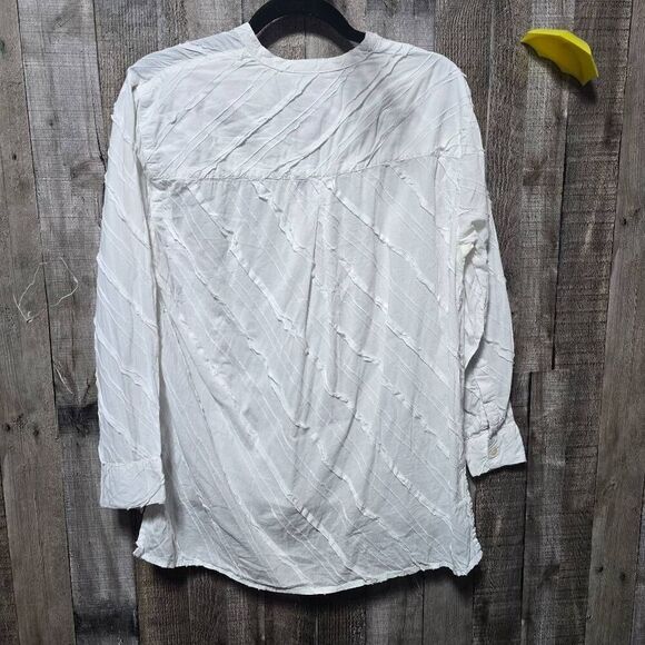 Sundance Snow Cloud Women Popover Top Blouse Shirt White Textured - Picture 3 of 5